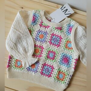 NWT Zara Baby Girls Crochet Knit Sweater